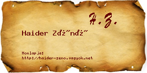 Haider Zénó névjegykártya